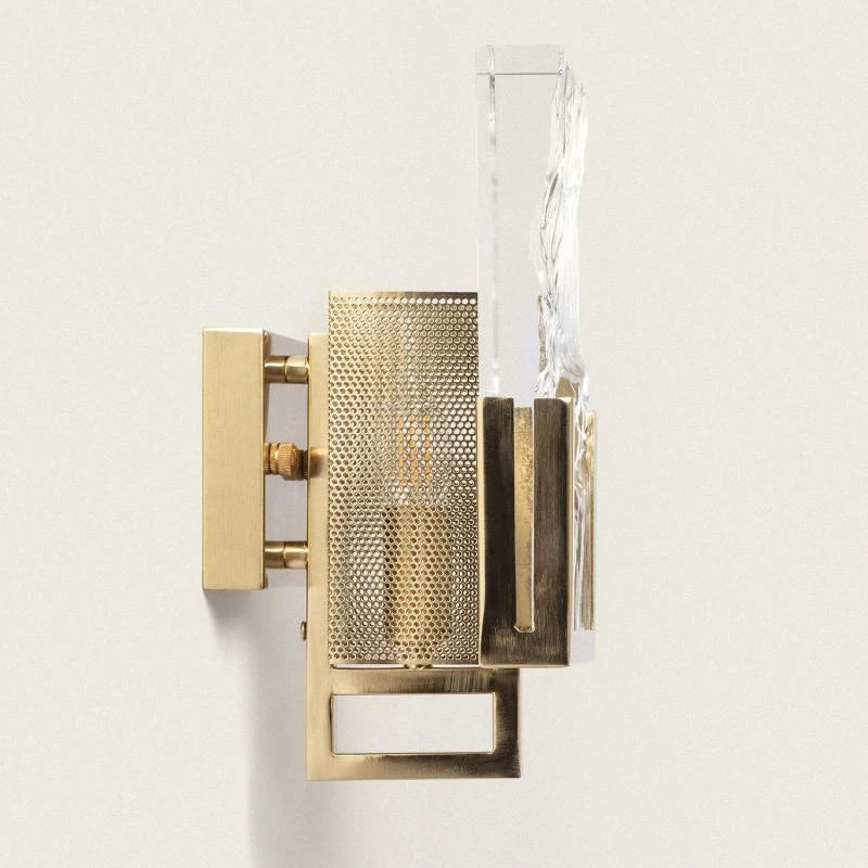 Glamaro | sculpturale wandlamp | metaal en getextureerd glas | goud E14