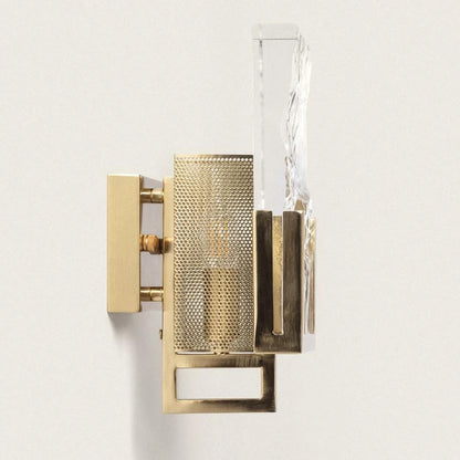 Glamaro | sculpturale wandlamp | metaal en getextureerd glas | goud E14
