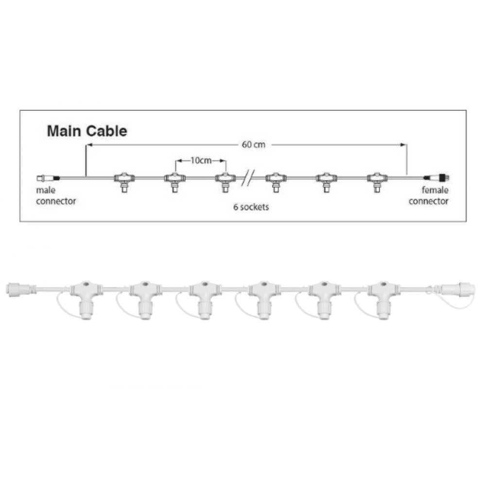 230V hoofdkabel 60cm wit
