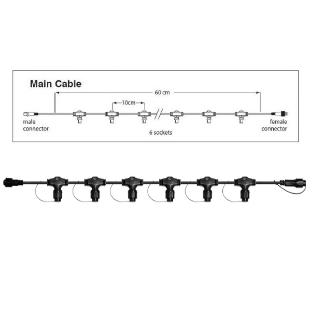 230V hoofdkabel 60cm zwart