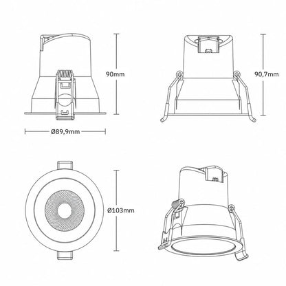 LED downlight 9 W maattekening