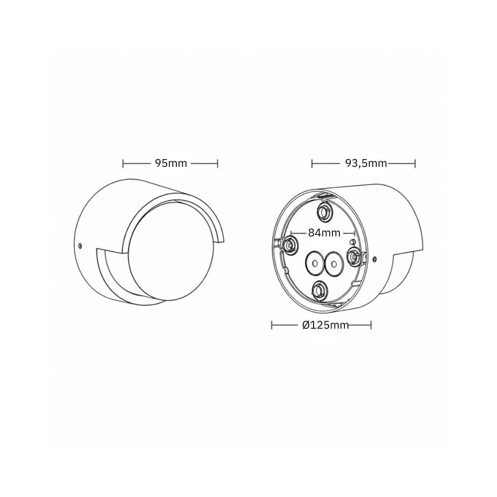 LED wandlamp buiten rond zwart IP65