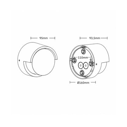 LED wandlamp buiten rond zwart IP65
