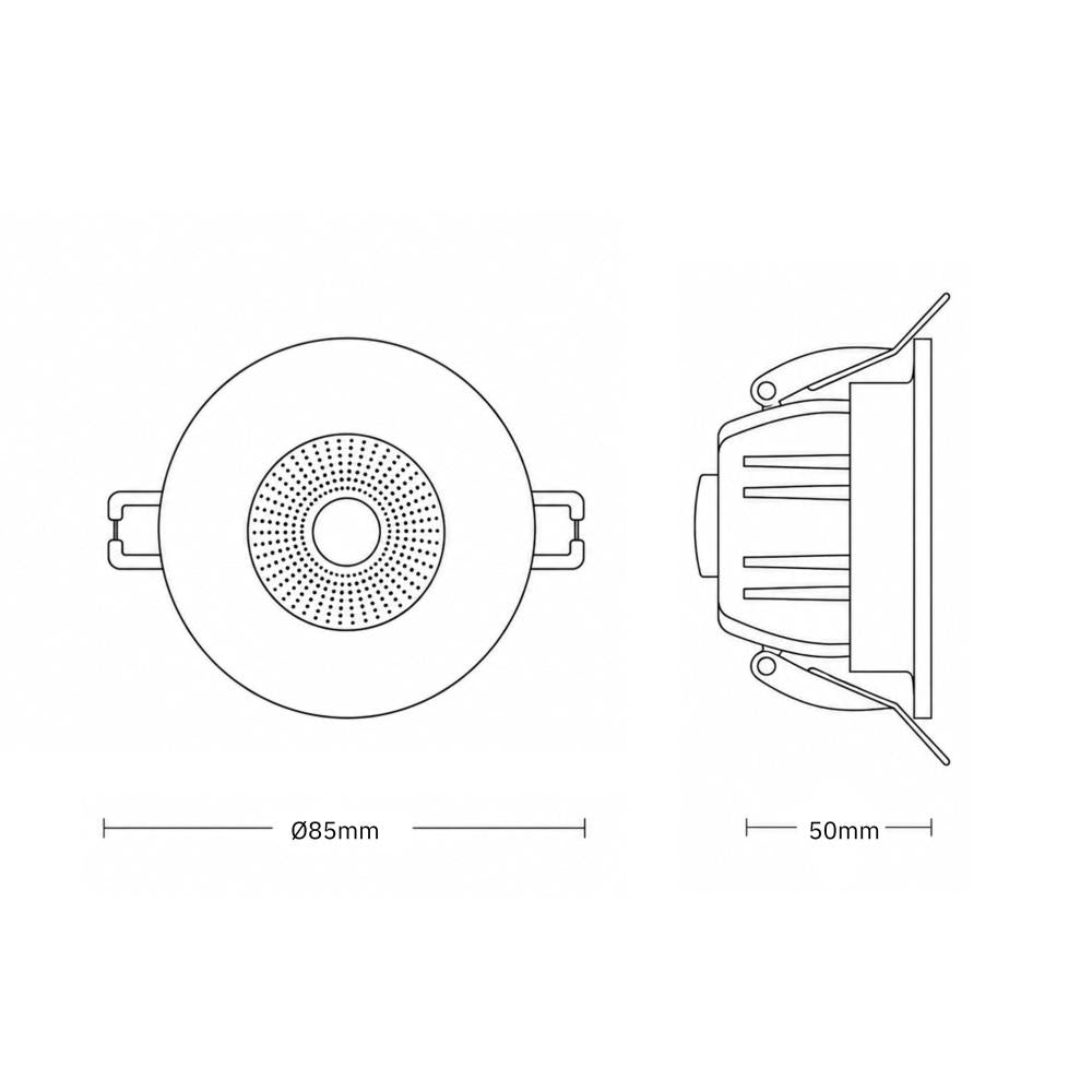 Inbouwspot Ø85 mm maattekening