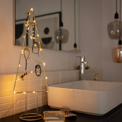 LED kerstboom van metaal 52 cm | goud | 25 LED