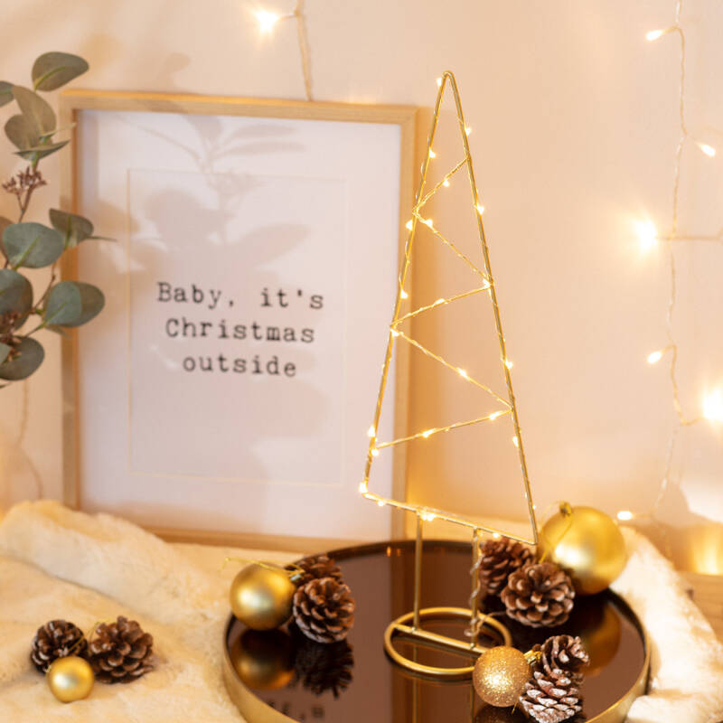 LED kerstboom van metaal 52 cm | goud | 25 LED