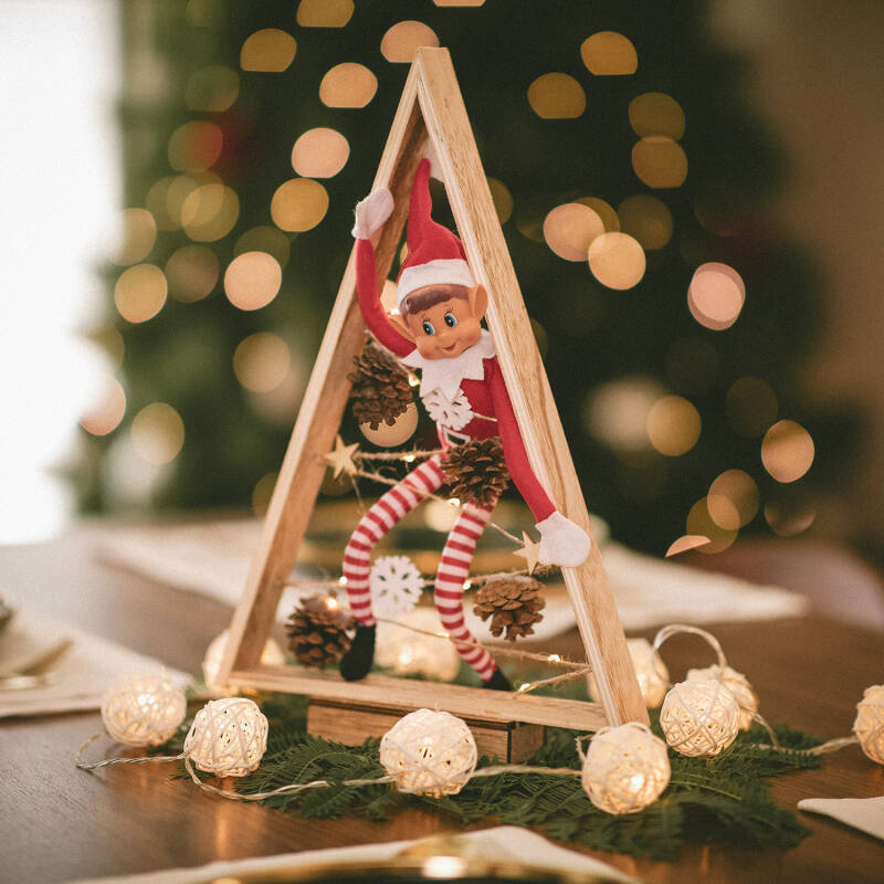 40 cm ahşap LED Noel ağacı | altın renkli | 10 LED