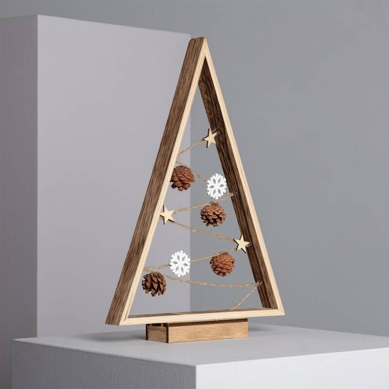 LED kerstboom van hout 40 cm goudkleurig