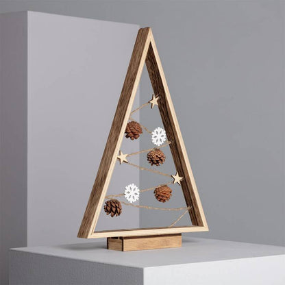 LED kerstboom van hout 40 cm goudkleurig
