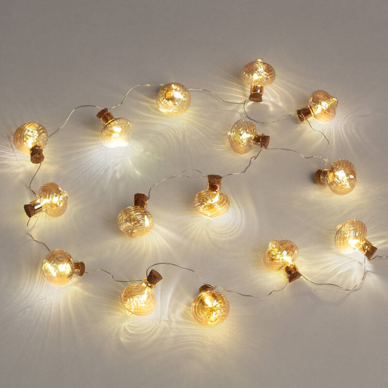 Grinalda de luzes LED com bolas de vidro | a pilhas | 2700 K