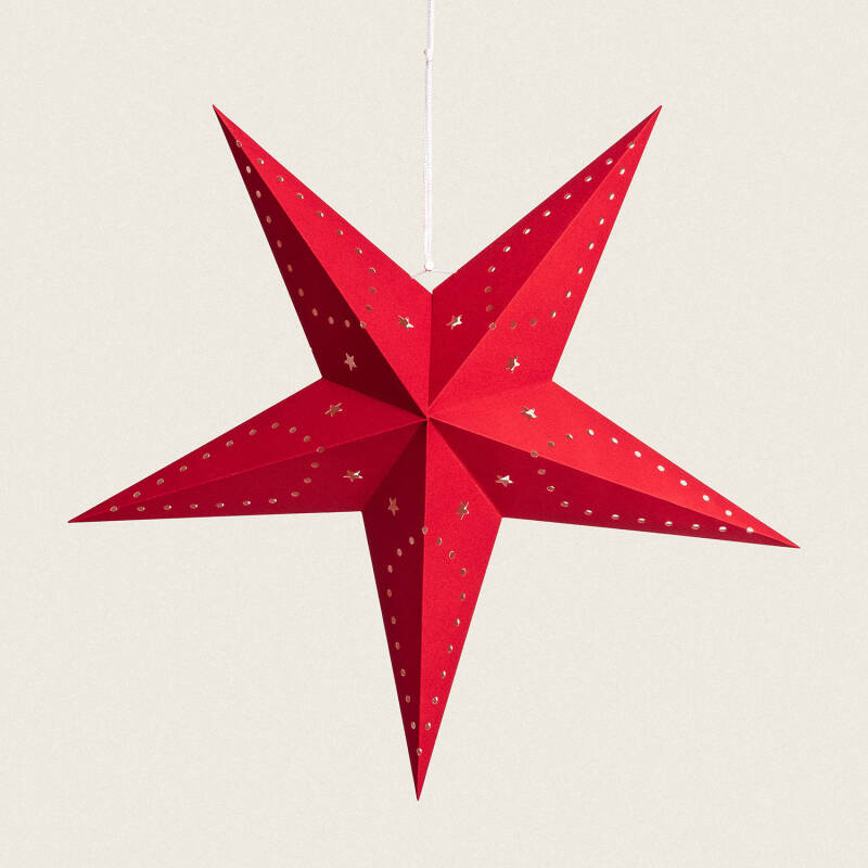 LED ster van papier 60 cm in rood met timer