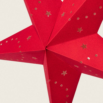 LED ster van papier 60 cm | rood | timer
