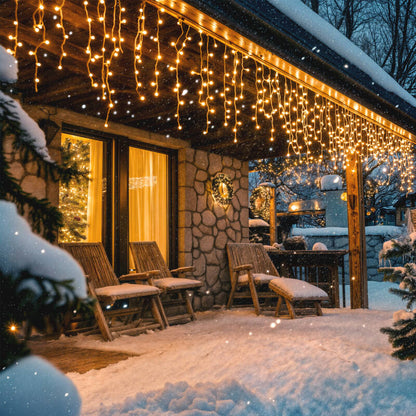 LED-es fényfüggöny 3 m | 100 LED | fekete kábel | IP44