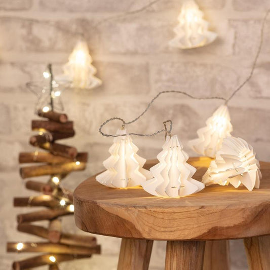 LED lichtslinger met papieren kerstbomen 2,1 m