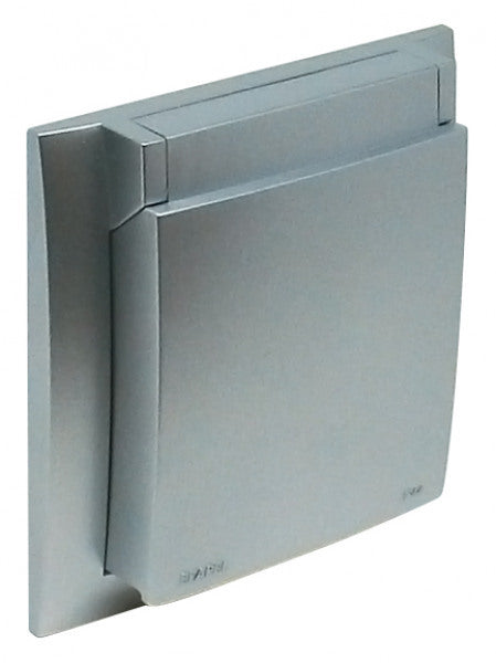 Efapel Logus 90 IP44 afdekraam met klapdeksel aluminium