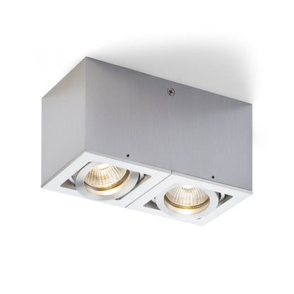BERIT II | double surface-mounted spotlight with recessed heads | 2x GU10 | aluminium | with or without light source