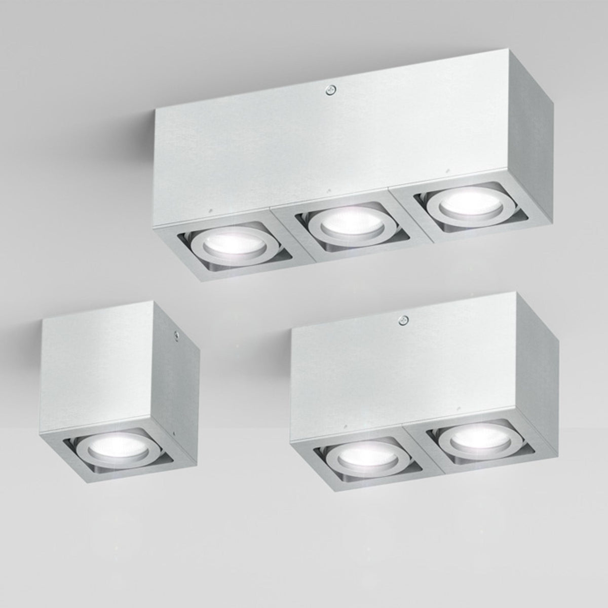 BERIT II | double surface-mounted spotlight with recessed heads | 2x GU10 | aluminium | with or without light source