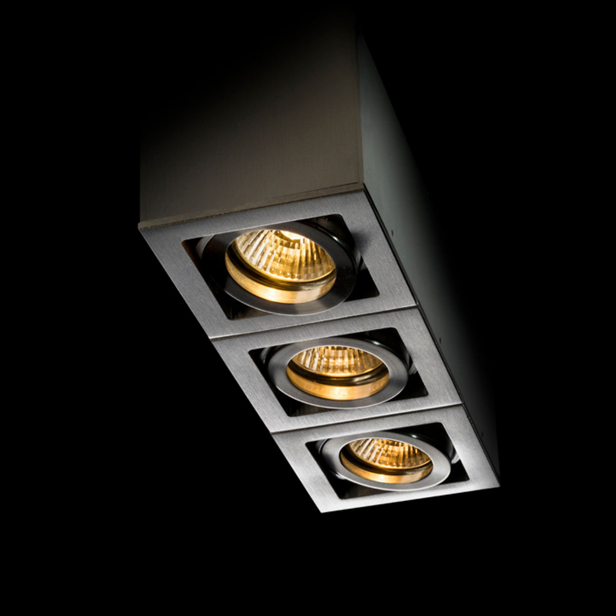 BERIT III | foco triple de superficie con cabezales empotrados | 3x GU10 | aluminio | con o sin fuente de luz