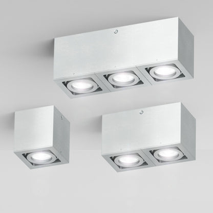 BERIT III | foco triple de superficie con cabezales empotrados | 3x GU10 | aluminio | con o sin fuente de luz