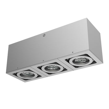 BERIT III | foco triple de superficie con cabezales empotrados | 3x GU10 | aluminio | con o sin fuente de luz