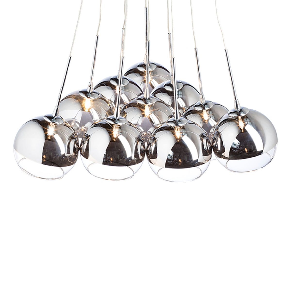 ASTRAL | glazen bollen cluster hanglamp | 10x G4 | chroom of koperkleurig glas | met of zonder lichtbron
