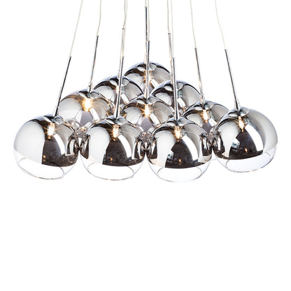 ASTRAL | glazen bollen cluster hanglamp | 10x G4 | chroom of koperkleurig glas | met of zonder lichtbron