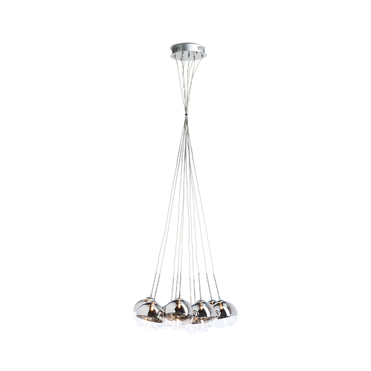 ASTRAL | glazen bollen cluster hanglamp | 10x G4 | chroom of koperkleurig glas | met of zonder lichtbron