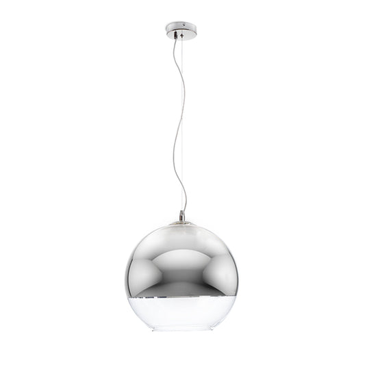 BEAU MONDE 35 | mondgeblazen glazen hanglamp 35 cm | E27 | chroomkleurig met helder glas | met of zonder lichtbron