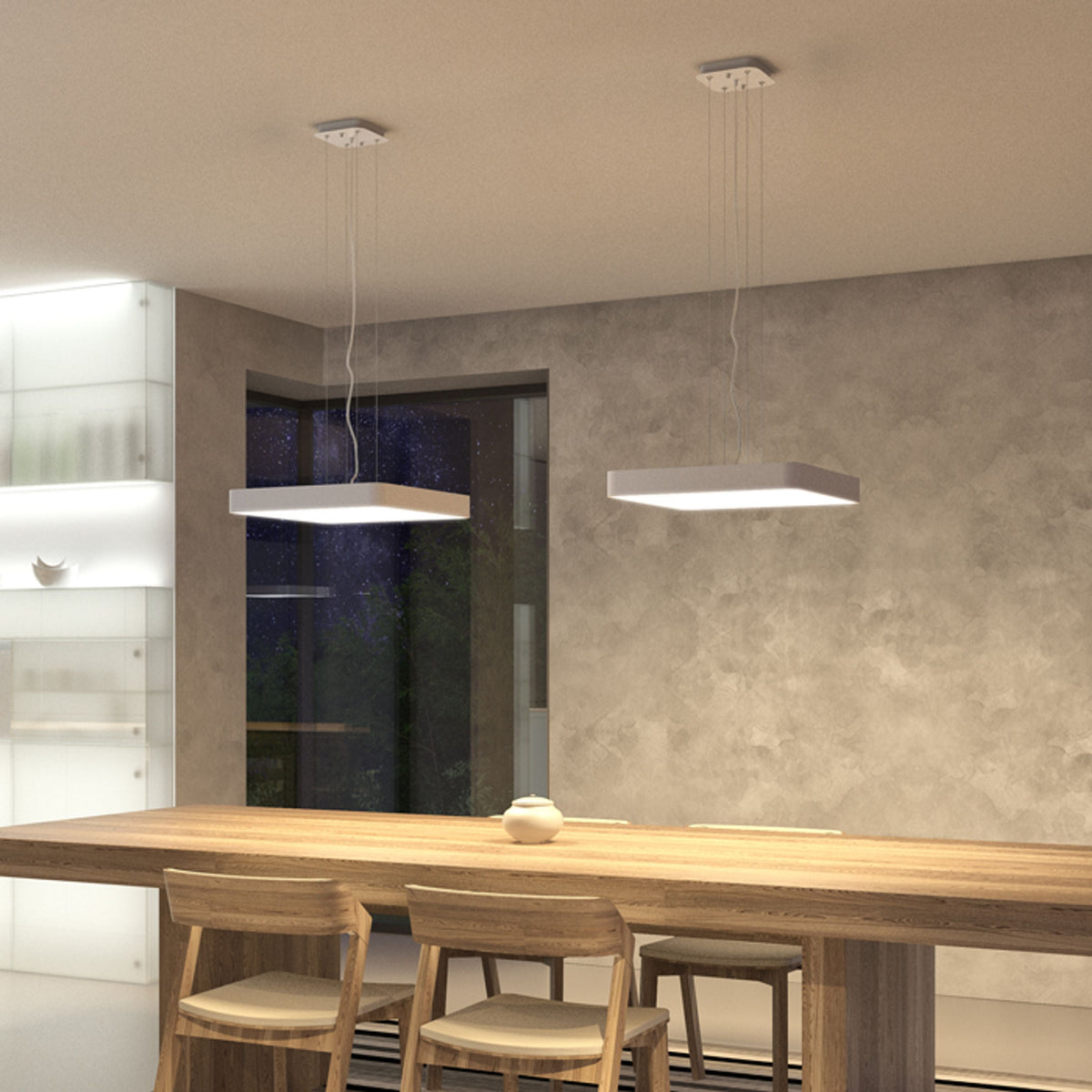 MENSA SQ 48 | lineaire LED hanglamp 48 cm | 56W 3530lm 3000K | wit of geborsteld aluminium