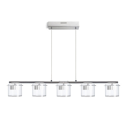 ESTRA V | lineaire LED hanglamp met 5 reflectoren | 2000lm 3000K | wit met helder glas