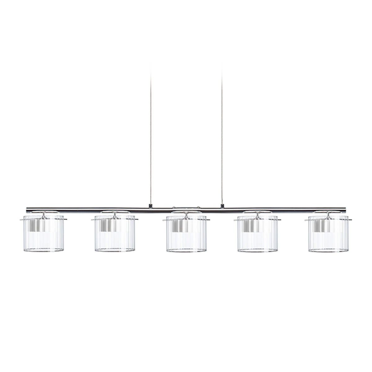 ESTRA V | lineaire LED hanglamp met 5 reflectoren | 2000lm 3000K | wit met helder glas