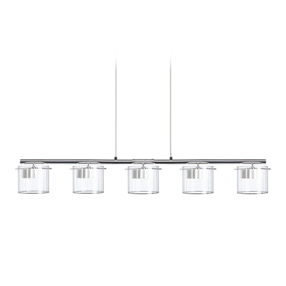 ESTRA V | lineaire LED hanglamp met 5 reflectoren | 2000lm 3000K | wit met helder glas