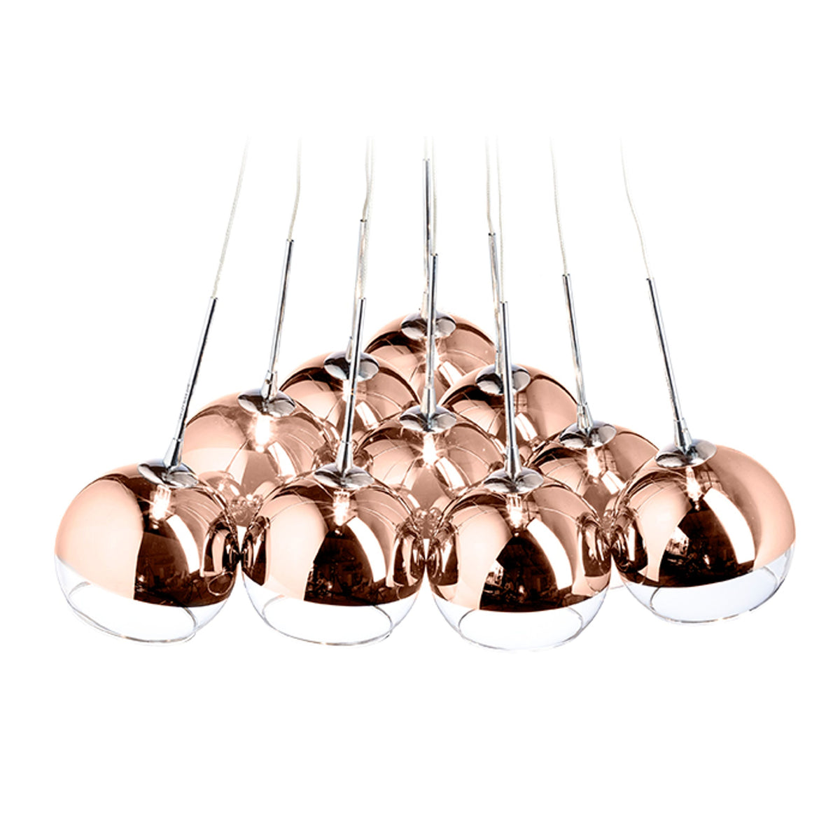 ASTRAL | glazen bollen cluster hanglamp | 10x G4 | chroom of koperkleurig glas | met of zonder lichtbron