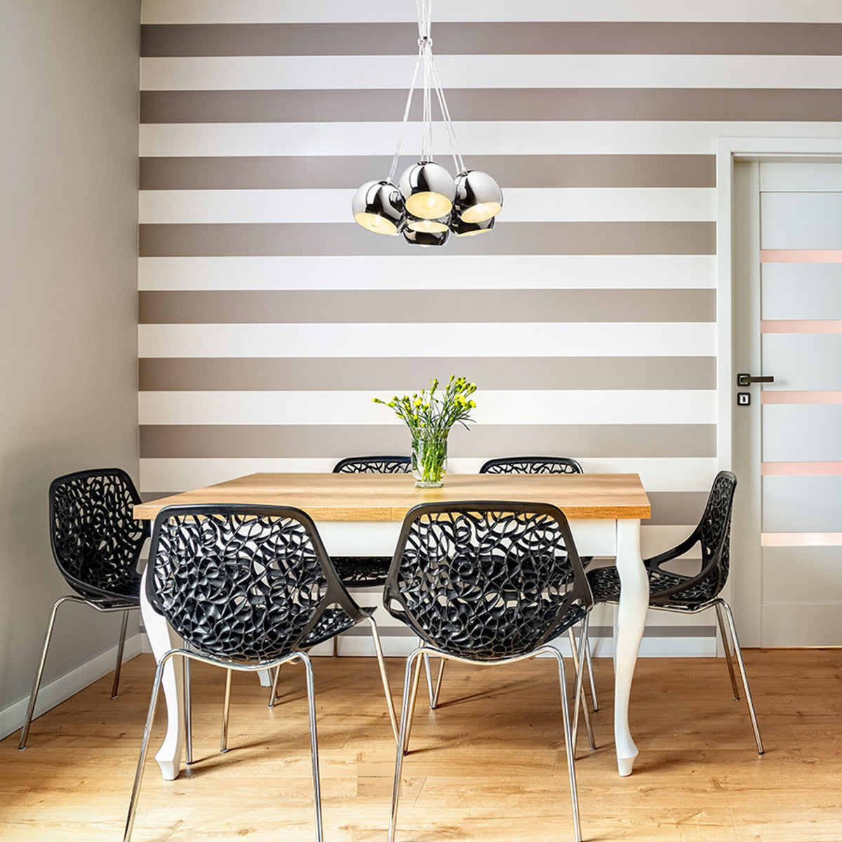 ASTROMET | hanglamp | 7x E27 | zeven chromen bollen | met of zonder lichtbron