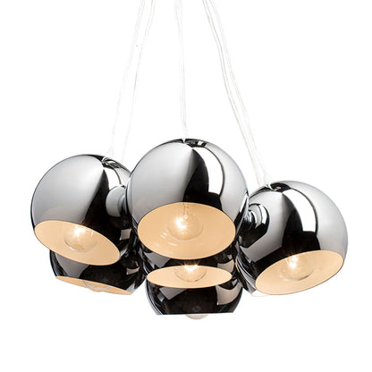 ASTROMET | hanglamp | 7x E27 | zeven chromen bollen | met of zonder lichtbron
