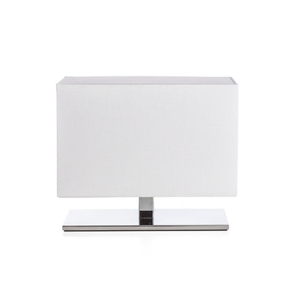PLAZA S | tafellamp met gestructureerde textielkap | E27 max 15W | 25 cm | wit/chroom