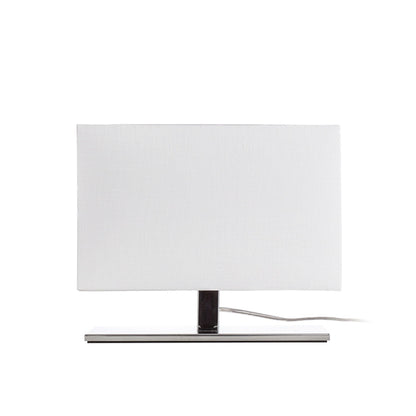 PLAZA S | tafellamp met gestructureerde textielkap | E27 max 15W | 25 cm | wit/chroom