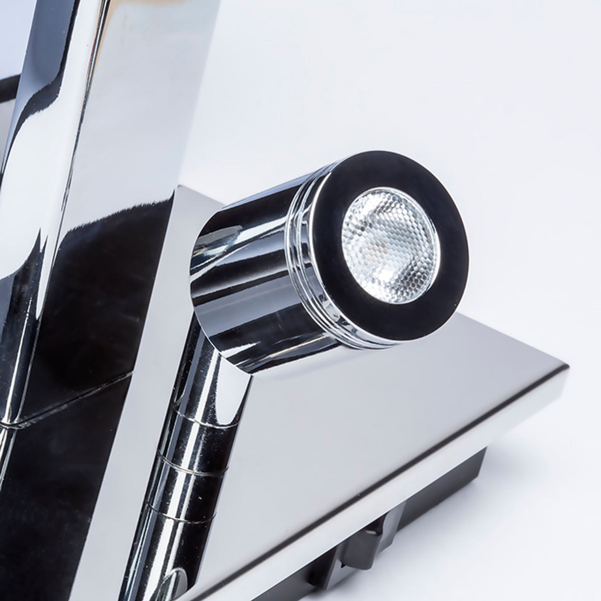 PLAZA with mini light | wall lamp with textile shade and LED reflector | two switches | white with chrome | with or without light source