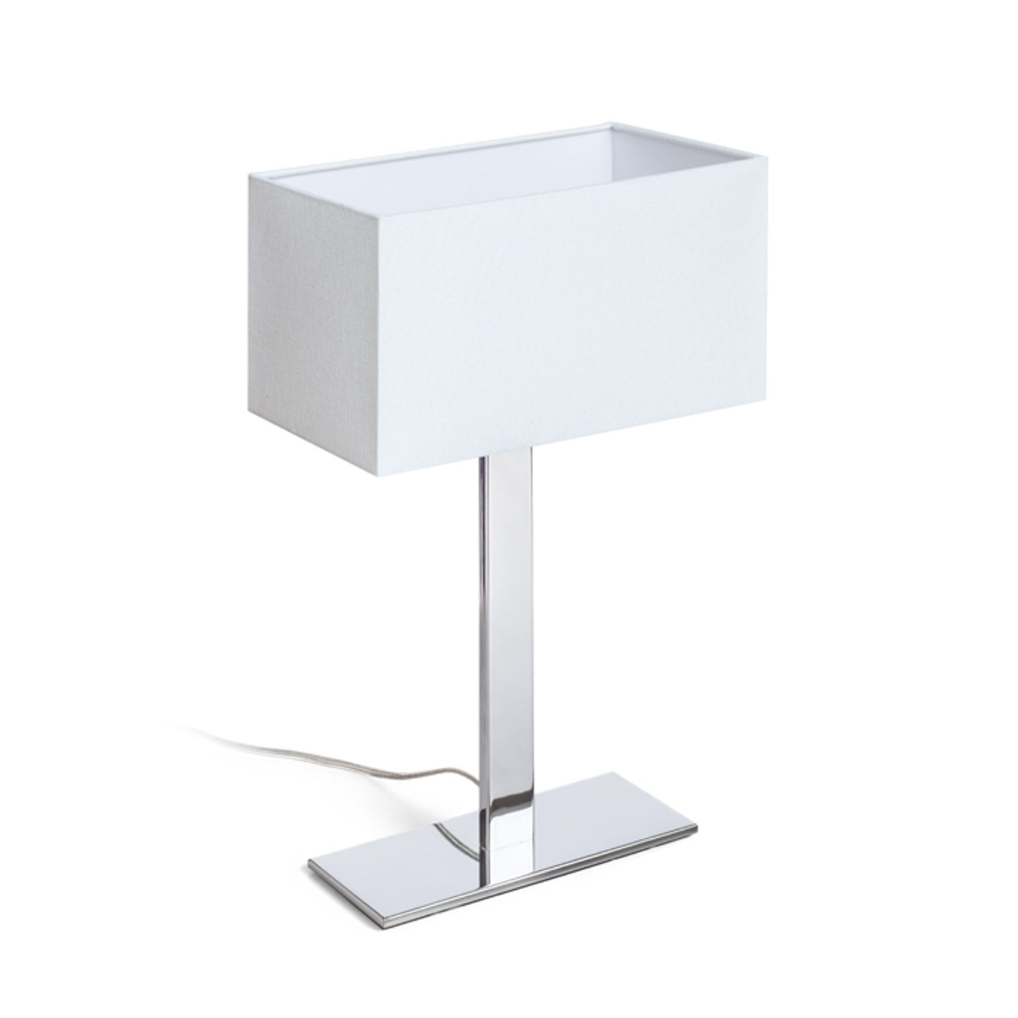 PLAZA M | tafellamp met gestructureerde textielkap | E27 max 15W | 35 cm | wit/chroom