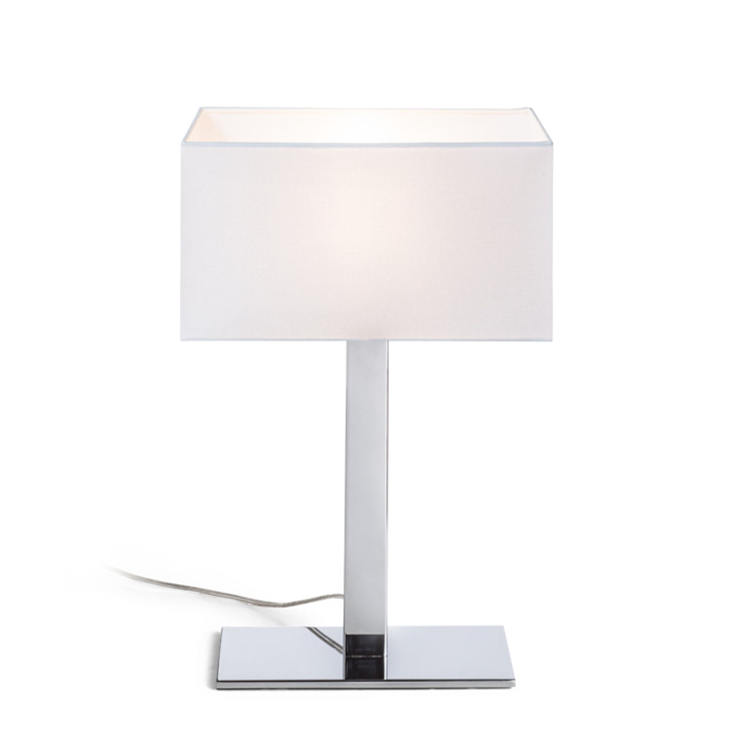 PLAZA M | tafellamp met gestructureerde textielkap | E27 max 15W | 35 cm | wit/chroom