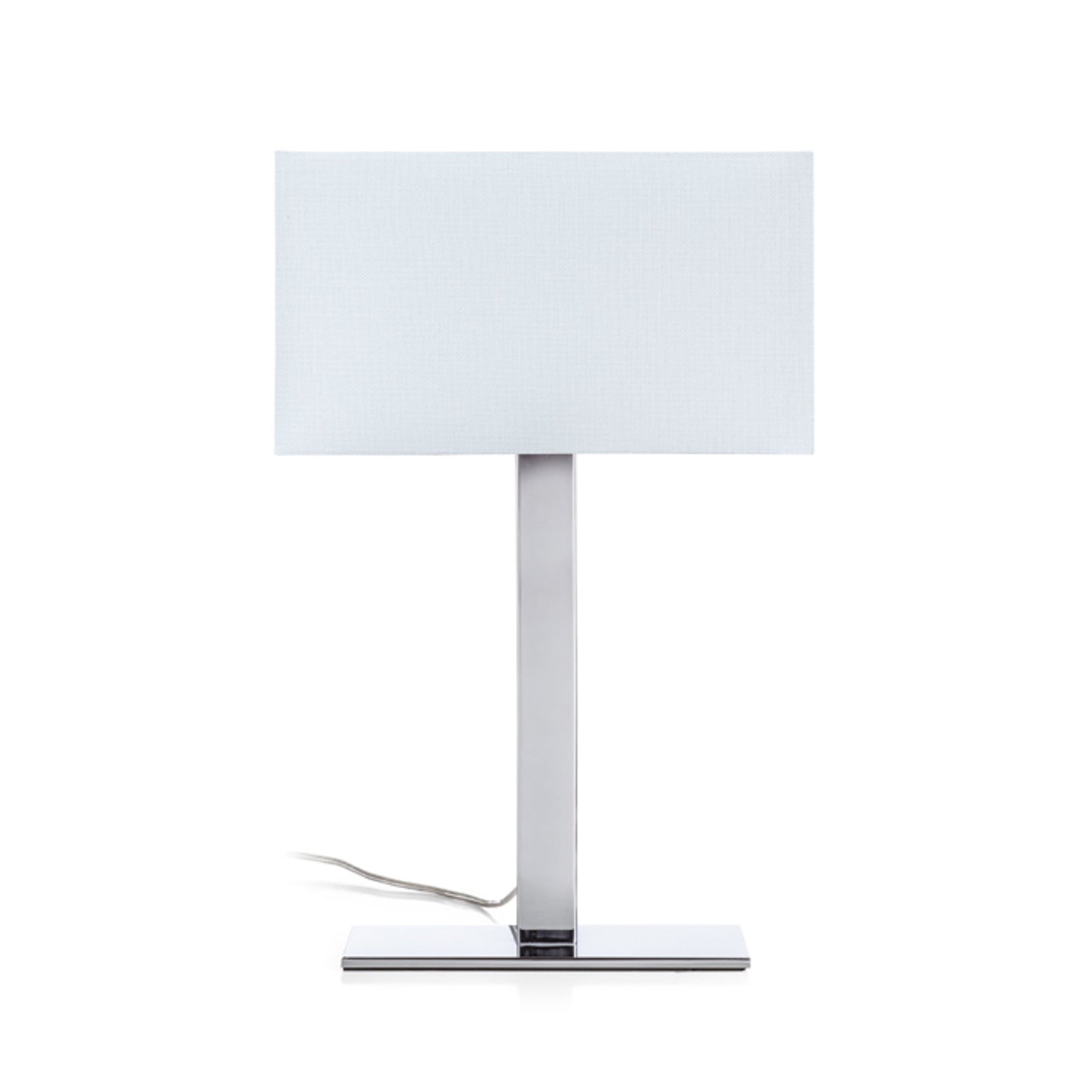 PLAZA M | tafellamp met gestructureerde textielkap | E27 max 15W | 35 cm | wit/chroom