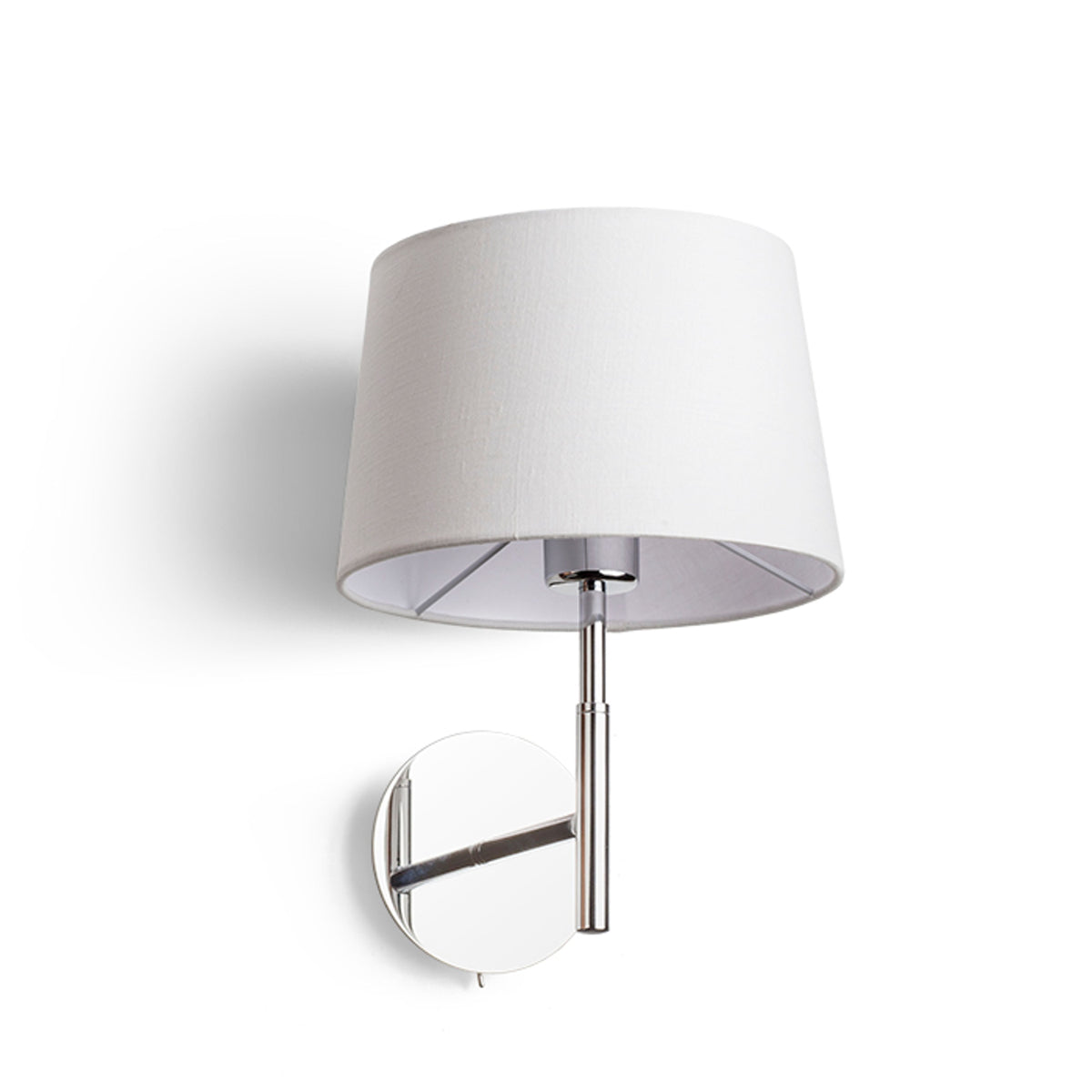 BROADWAY | wandlamp met textiel kap en schakelaar | E27 | wit met chroom | met of zonder lichtbron