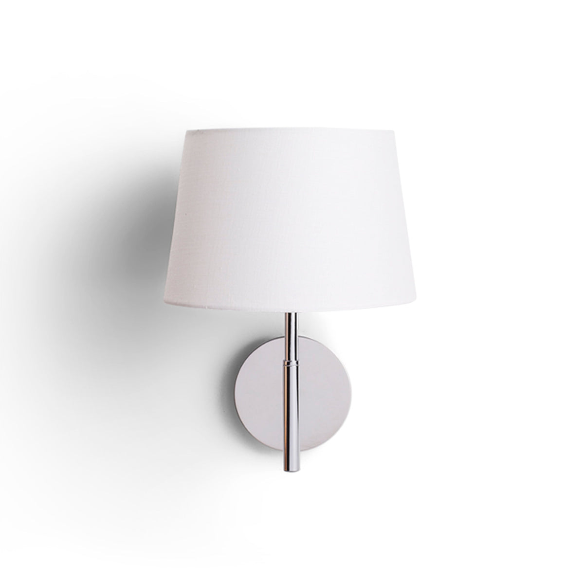 BROADWAY | wandlamp met textiel kap en schakelaar | E27 | wit met chroom | met of zonder lichtbron