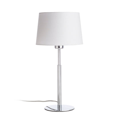 BROADWAY | tafellamp met witte textielkap | E27 max 15W | 47,5 cm | wit/chroom