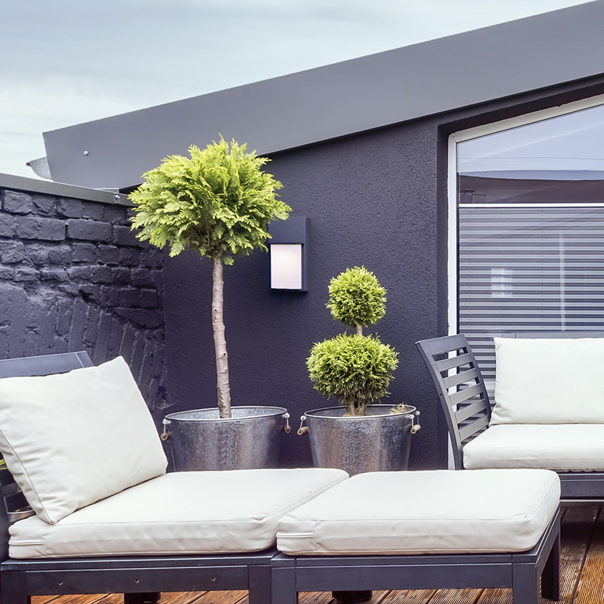 CHICAGO | buiten wandlamp met opaal diffuser | E27 | IP44 | antraciet | met of zonder lichtbron