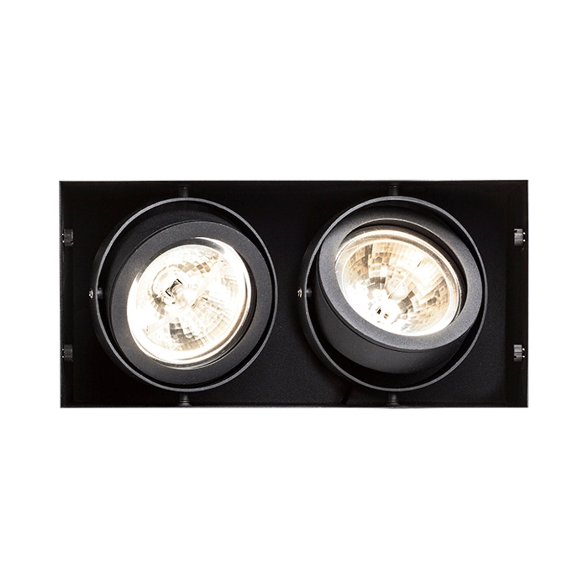 ELECTRA II G53 | doppio faretto cardanico da incasso trimless | 2x G53 AR111 12V | nero