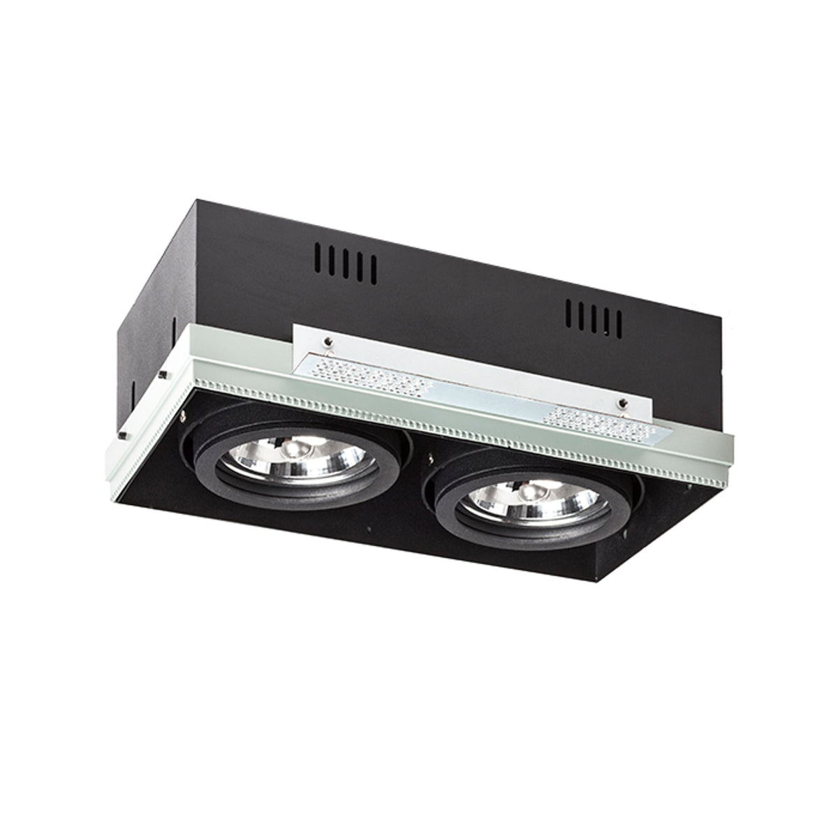 ELECTRA II G53 | doppio faretto cardanico da incasso trimless | 2x G53 AR111 12V | nero