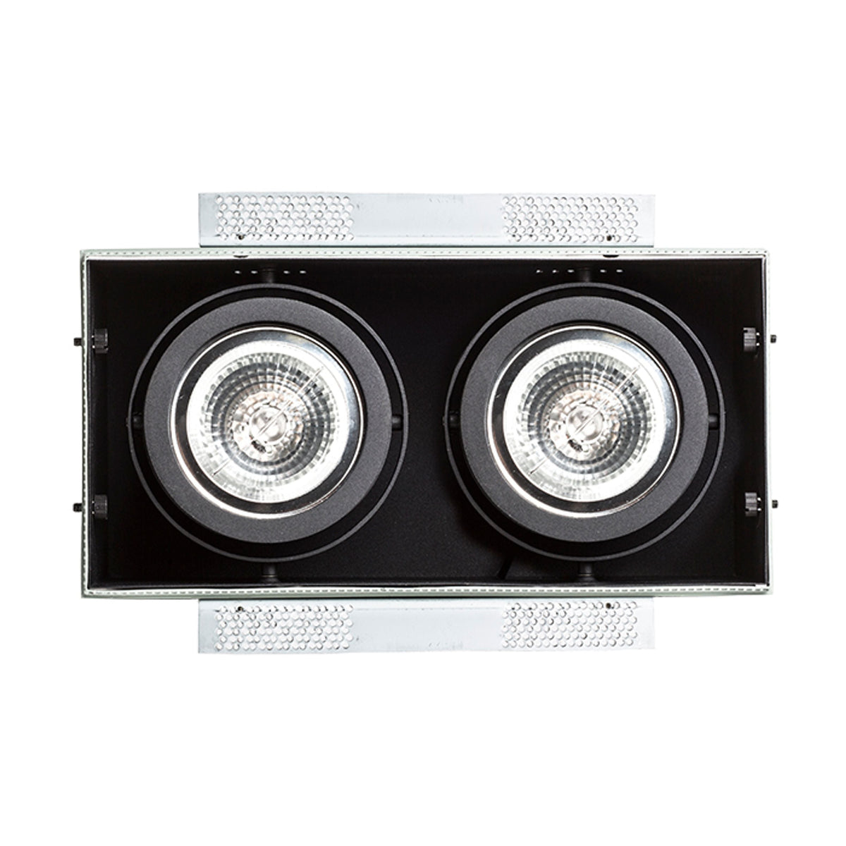 ELECTRA II G53 | doppio faretto cardanico da incasso trimless | 2x G53 AR111 12V | nero