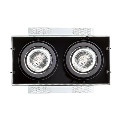 ELECTRA II G53 | doppio faretto cardanico da incasso trimless | 2x G53 AR111 12V | nero