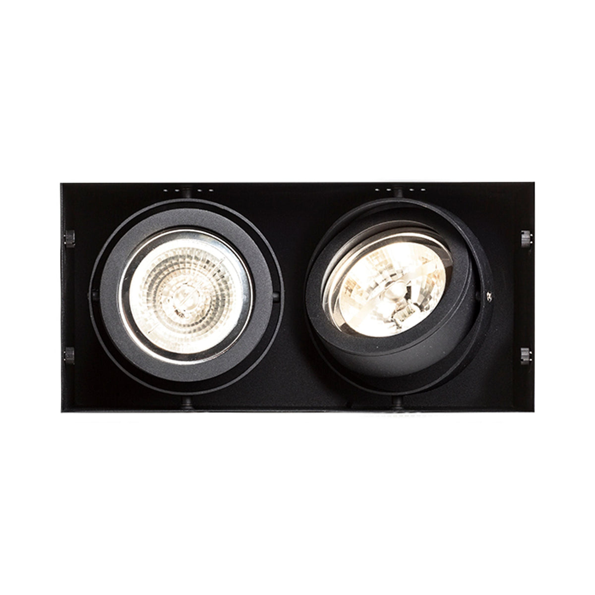 ELECTRA II G53 | doppio faretto cardanico da incasso trimless | 2x G53 AR111 12V | nero